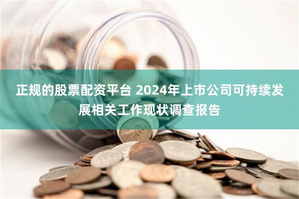 正规的股票配资平台 2024年上市公司可持续发展相关工作现状