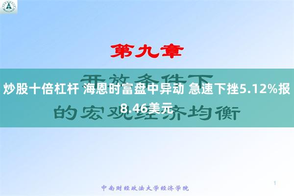 炒股十倍杠杆 海恩时富盘中异动 急速下挫5.12%报8.46